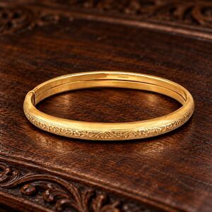 Vintage 1950s Bracelet Gold Filled Floral Scroll Bangle Victorian Revival - 15G